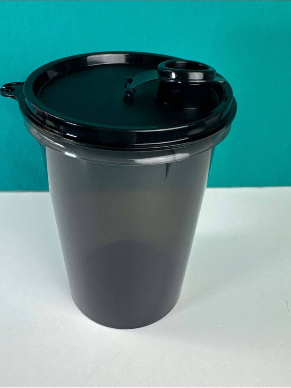Tupperware Mega Tumbler 36 oz Black Flip Top Water Bottle Travel Cup New